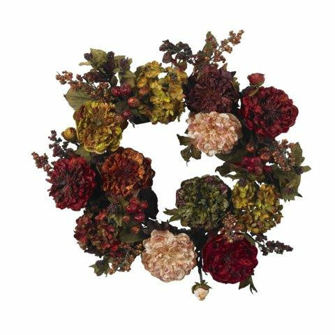 22 Inch Autumn Hydrangea Peony Wreath