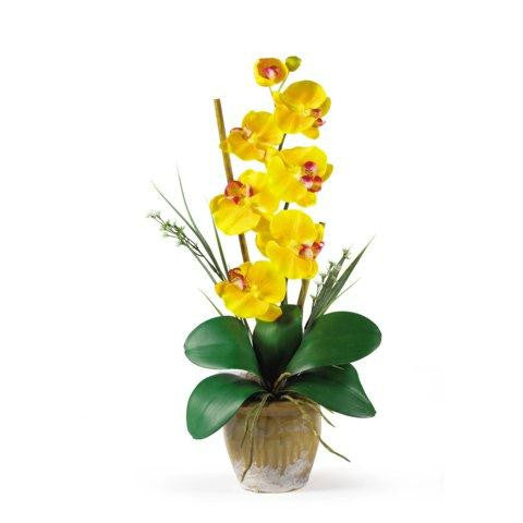 Yellow Single Stem Phalaenopsis Silk Orchid Arrangement