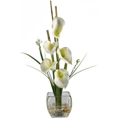 Cream Calla Lilly Liquid Illusion Silk Flower Arrangement