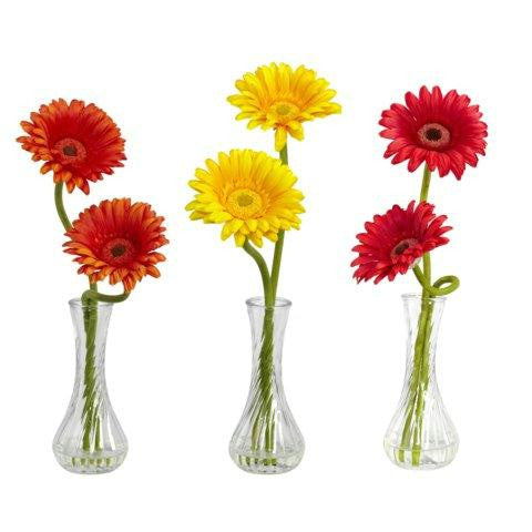 Gerber Daisy w-Bud Vase (Set of 3)