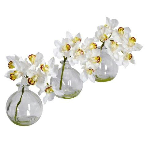 Cymbidium w-Vase  Silk Flower Arrangement (Set of 3)