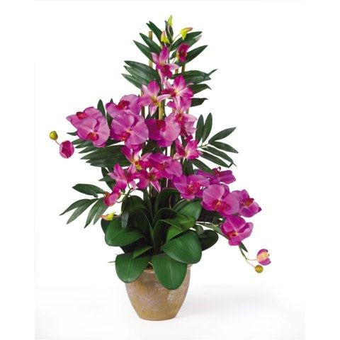 Orchid-Purple Double Phal-Dendrobium Silk Flower Arrangement