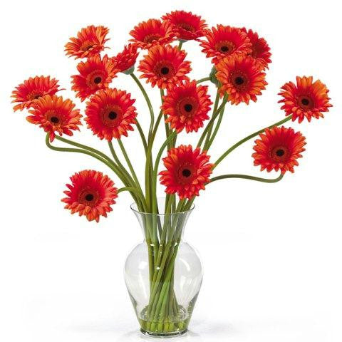 Orange Gerber Daisy Liquid Illusion Silk Flower Arrangement