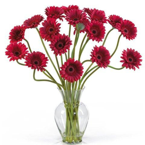 Red Gerber Daisy Liquid Illusion Silk Flower Arrangement