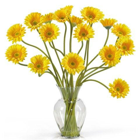 Yellow Gerber Daisy Liquid Illusion Silk Flower Arrangement