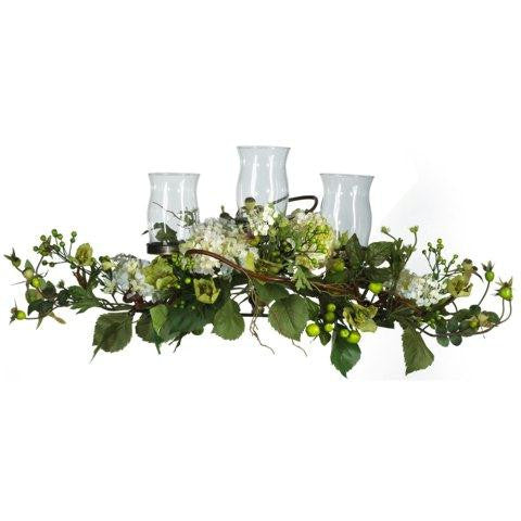 Cream Hydrangea Triple Candleabrum Centerpiece