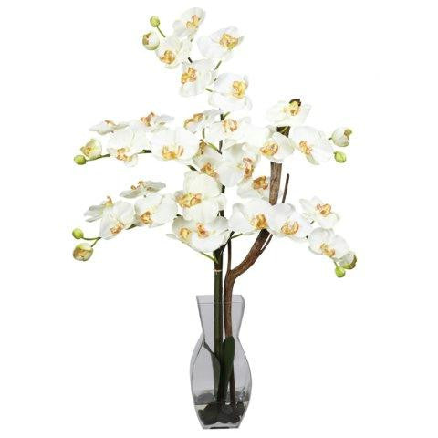 Cream Phalaenopsis w-Vase Silk Flower Arrangement