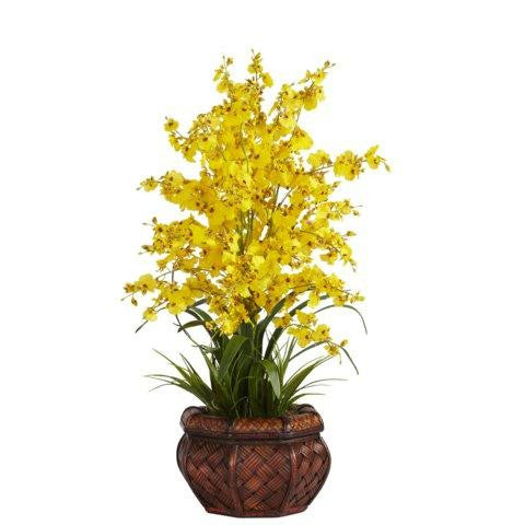 Yellow Dancing Lady Silk Flower Arrangement