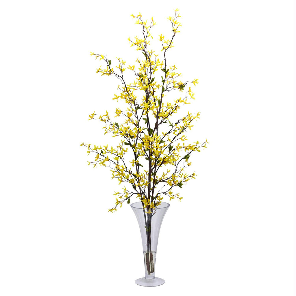 Forstyhia w-Vase Silk Flower Arrangement