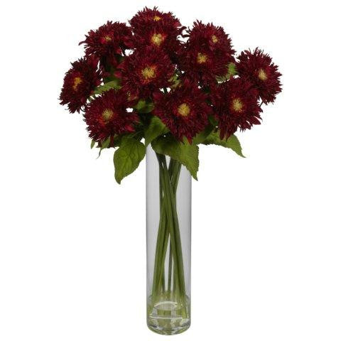 Red Sunflower w-Cylinder Silk Flower Arrangement