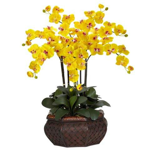 Yellow Large Phalaenopsis Silk Flower Arrangement