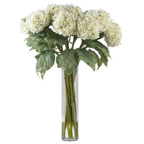 White Hydrangea Silk Flower Arrangement