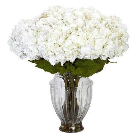 Large Hydrangea w-European Vase Silk Flower Arrangement