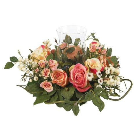 Asst Pastel Rose Candelabrum Silk Flower Arrangement