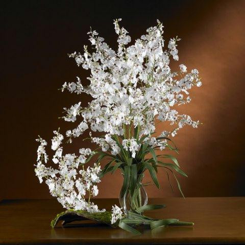 White Dancing Lady Silk Orchid Flower (6 Stems)