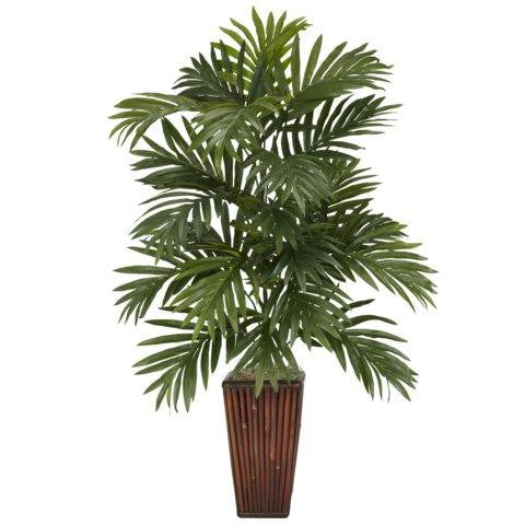 Areca Palm w-Bamboo Vase Silk Plant