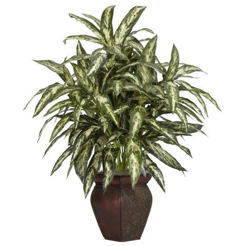 Aglonema w-Decortaive Vase Silk Plant