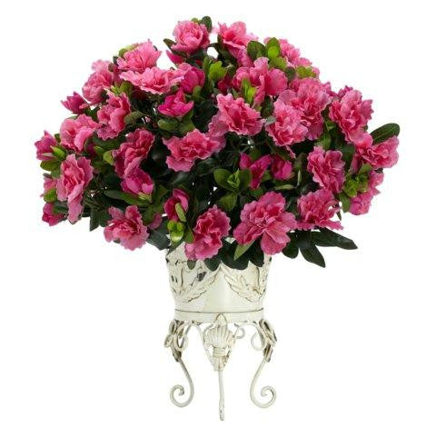 Azalea w-Metal Planter Silk Plant