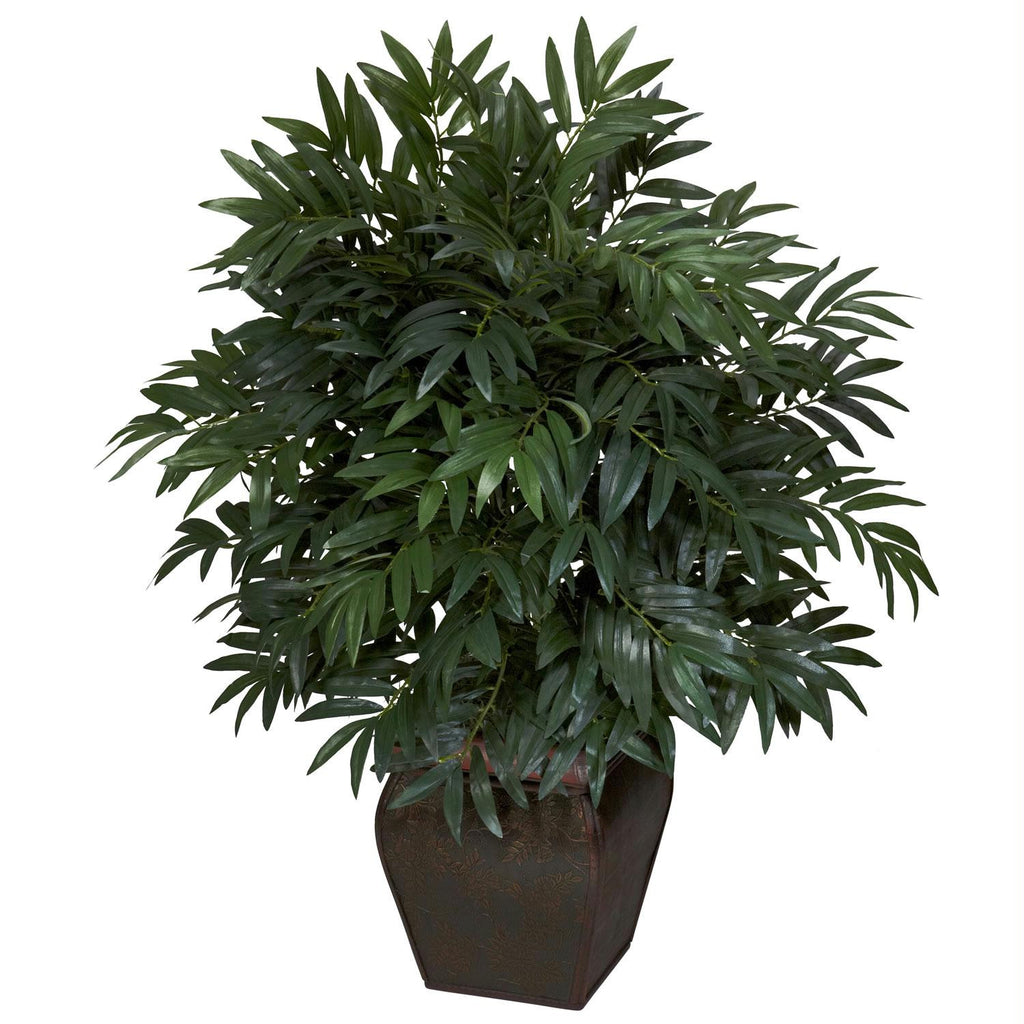 Double Bamboo Palm w-Decorative Planter Silk Plant