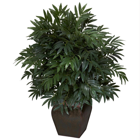 Double Bamboo Palm w-Decorative Planter Silk Plant