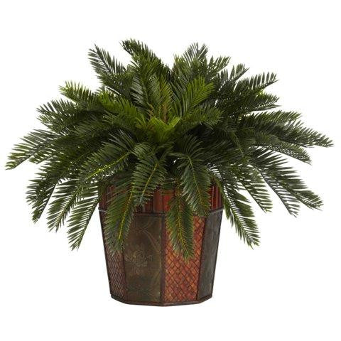 Cycas w-Octagon Vase Silk Plant