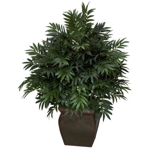 Triple Bamboo Palm w-Decorative Planter Silk Plant