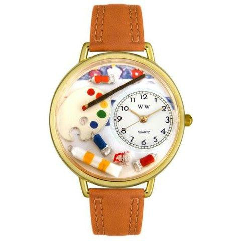 Whimsical Unisex Artist Red Leather Watch