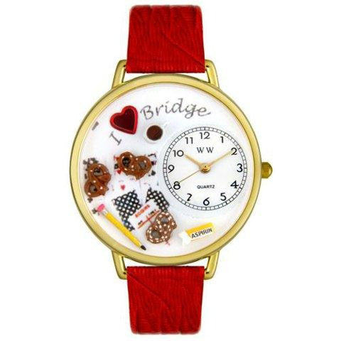 Whimsical Unisex Bridge Red Leather Watch