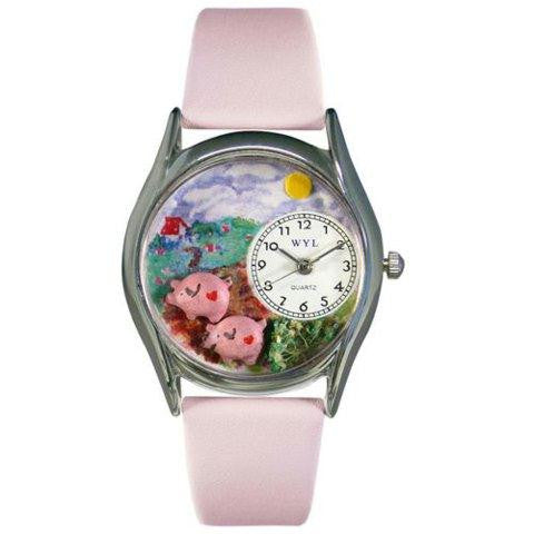 Whimsical Womens Pigs Pink Leather Watch