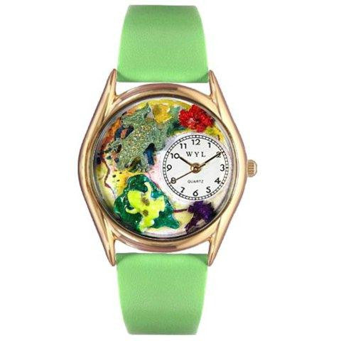 Whimsical Womens Frogs Green Leather Watch