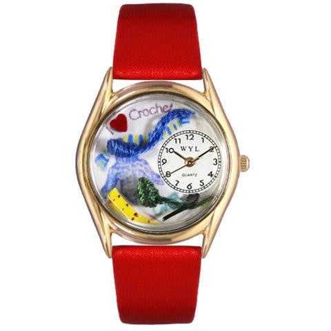 Whimsical Womens Crochet Red Leather Watch