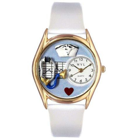 Whimsical Womens Nurse White Leather Watch