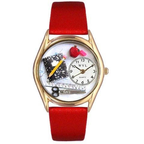 Whimsical Womens Teacher Red Leather Watch