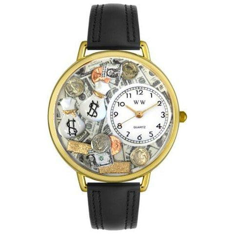 Whimsical Unisex Banker Black Leather Watch