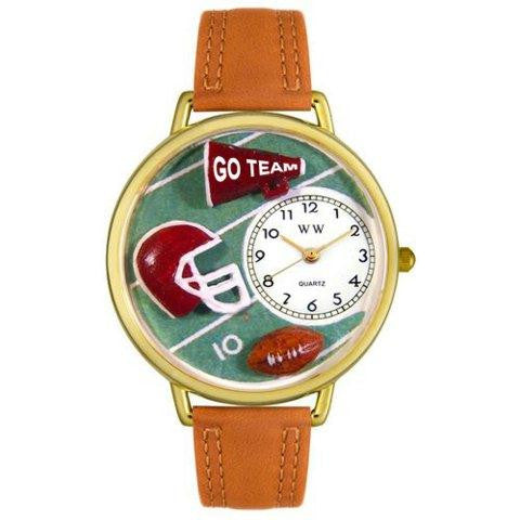 Whimsical Unisex Football Tan Leather Watch