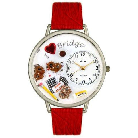 Whimsical Unisex Bridge Red Leather Watch