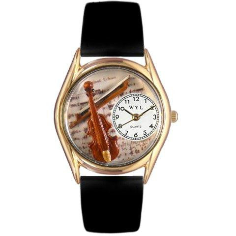 Whimsical Womens Violin Black Leather Watch