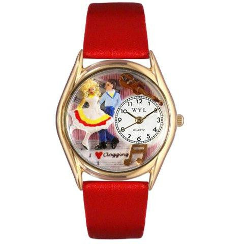 Whimsical Womens Clogging Red Leather Watch