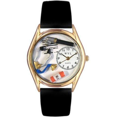 Whimsical Womens Doctor Black Leather Watch