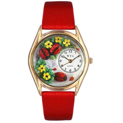 Whimsical Womens Ladybugs Red Leather Watch