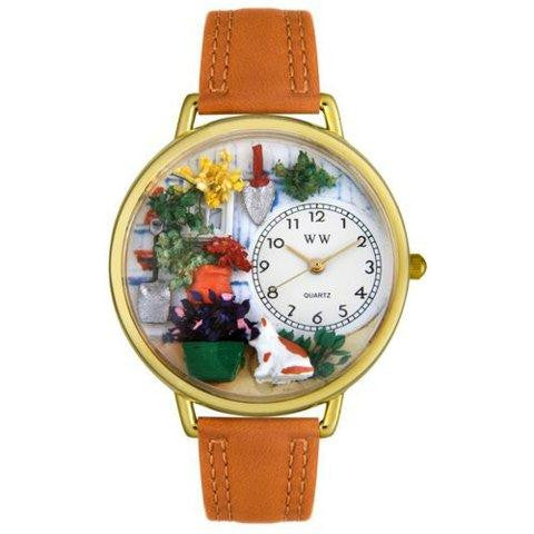 Whimsical Unisex Gardening Tan Leather Watch