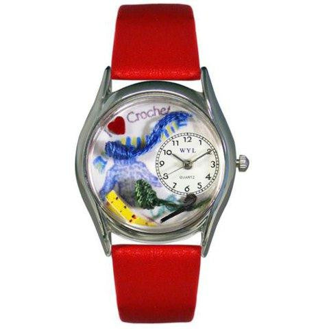 Whimsical Womens Crochet Red Leather Watch