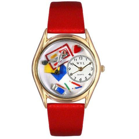 Whimsical Womens Scrapbook Red Leather Watch