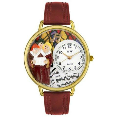 Whimsical Unisex Choir Burgundy Leather Watch