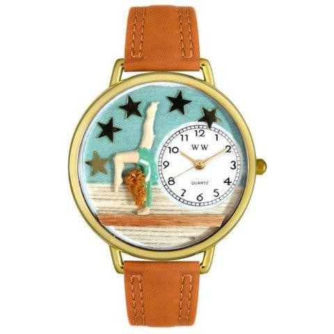 Whimsical Unisex Gymnastics Tan Leather Watch