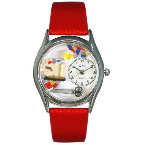 Whimsical Womens Quilting Red Leather Watch