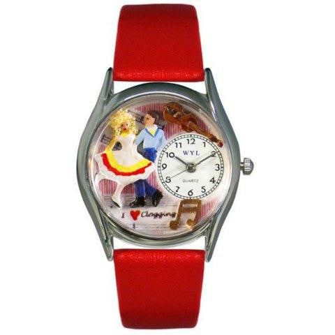 Whimsical Womens Clogging Red Leather Watch