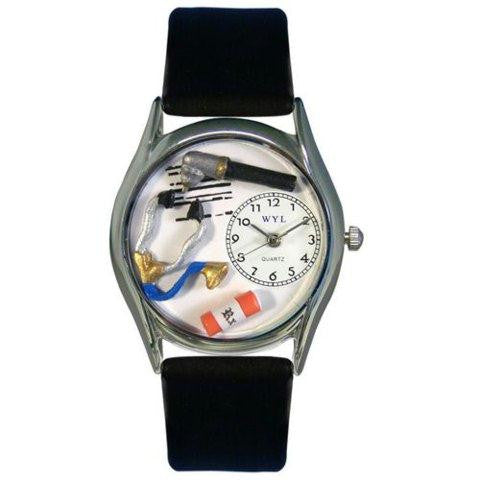 Whimsical Womens Doctor Black Leather Watch