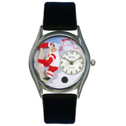 Whimsical Womens Hockey Black Leather Watch