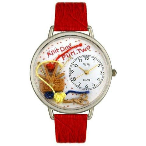 Whimsical Unisex Knitting Red Leather Watch